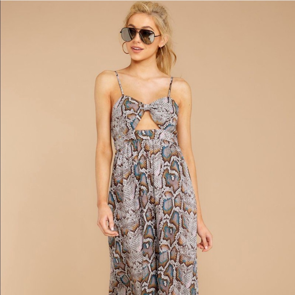 Siren's Song Grey Multi Snake Print Maxi Dress